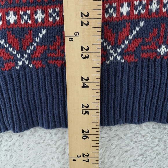 Levi's Holiday Sweater Mens Small Fair Isle Knit Navy Red Crewneck Pullover Xmas - Picture 5 of 7
